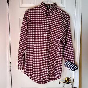 Brooks Brothers Non-Iron Supima Cotton Shirt - Maroon Check, Size S